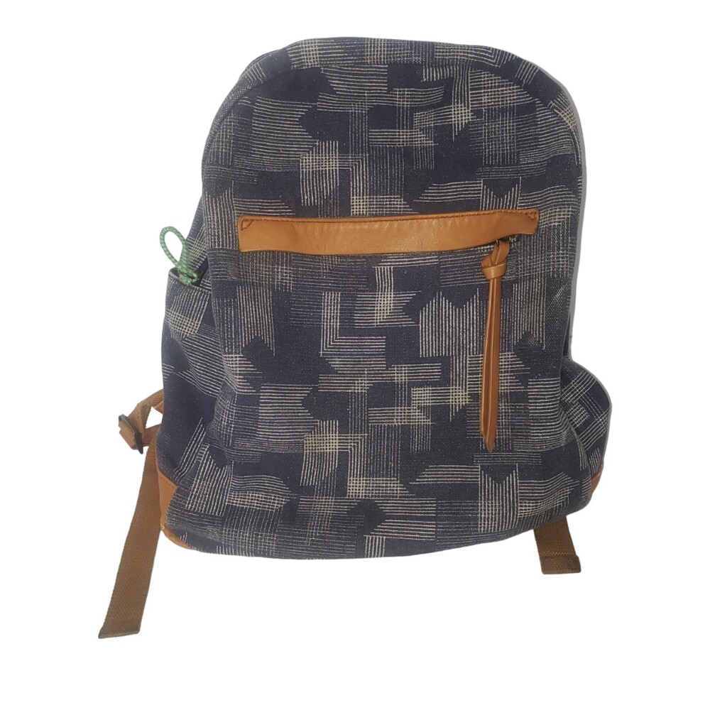 Universal Thread Backpack Blue Canvas with Tan Faux Leather Trim